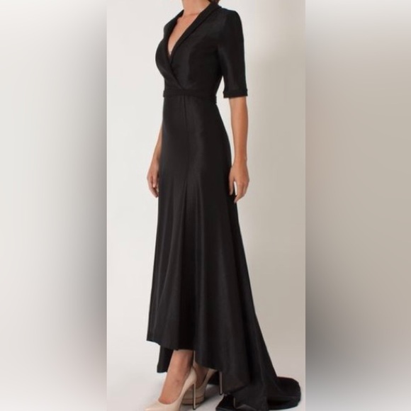 Black Halo Eve Jovine Gown Black Maxi High Low Hem Size 8 - Picture 2 of 16
